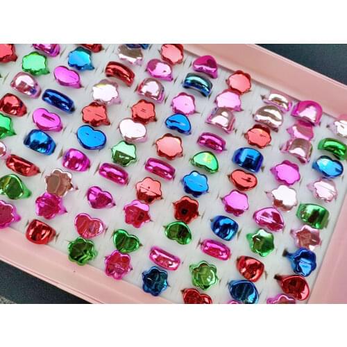 10 Pcs Lot Pinksee Mixed Colors Plastic Flower Rings For Childrens Fashion Kids Cosplay Decoration Jewelry Gifts