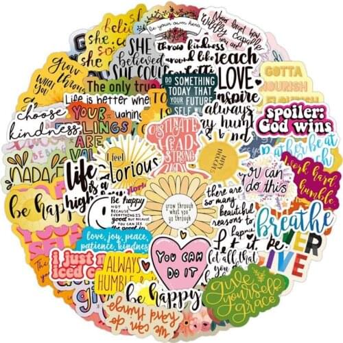 100Pcs/set New Color Inspirational Classical Chinese Graffiti Sticker Water Cup Desk Notebook Decoration Sticker