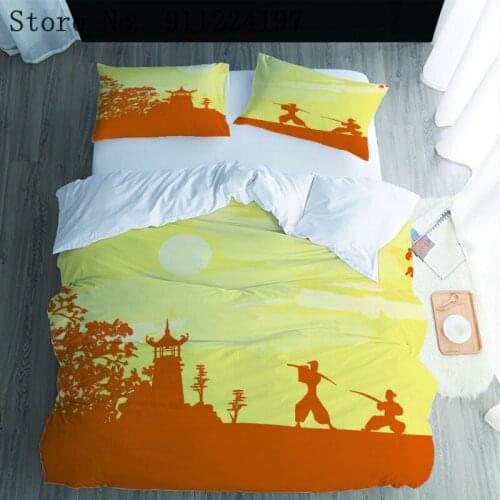 Sun Moon Lake Printing Duvet Cover 2/3PCS Bed Linens Single Double Queen King Size Yellow Orange Quilt Cover Home Textiles