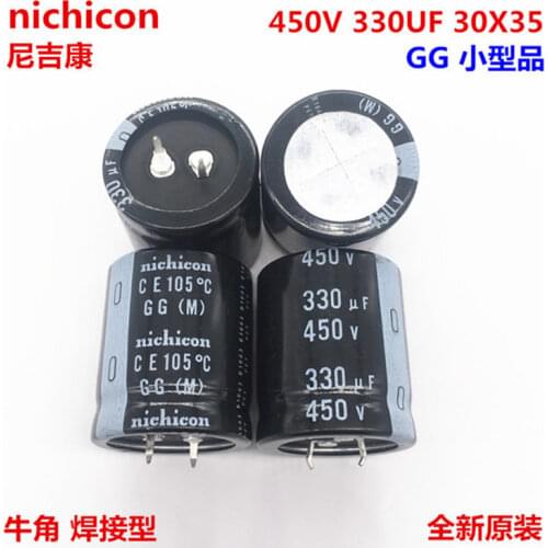2PCS/10PCS 330uf 450v Nichicon GG 30x35mm 450V330uF Snap-in PSU Capacitor