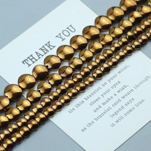 2K Copper Color Oval Hematite Stone Beads Natural Spacer Loose Beads For Jewelry Making DIY Bracelet Ear Studs Accessories 15