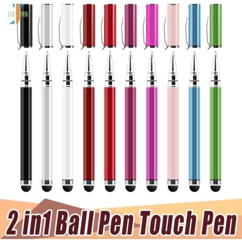 300pcs/lot Colorful 2 In 1 Ball Point Capacitive Screen Stylus Touch Pen with Cover for IPhone Cell Phone Tablet PC Wholesale