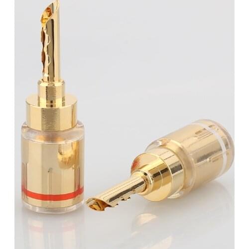 4Pcs Hifi Audio 24K Gold plated BFA banana connector Banana Plug Adapter Wire Speaker Connectors