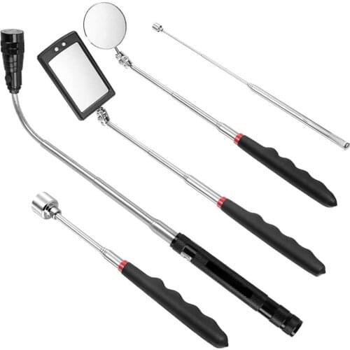 5Pcs Magnetic Pick-Up Tool Telescoping Pick Up Sticks and 360 Swivel Inspection Mirror with LED Light Car Accessories