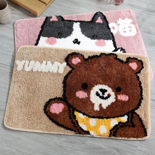 60cm Cute Series Flocking Floor Mats Plush Toys Cat Bear Dog Rabbit Stuffed Animals Pillow For Girls Kids Friends Birthday Gifts