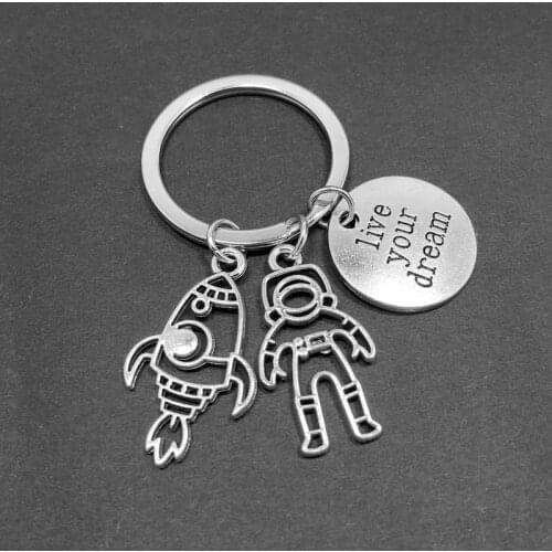 " Live Your Dream " Astronaut Rocket Universe Alien Astronomy Favorite Keychain