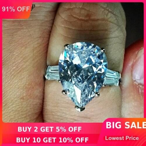 Choucong Luxury Promise Ring Pear cut 8ct AAAAA cz 925 Sterling Silver Engagement Wedding Band Rings for women men Party Jewelry