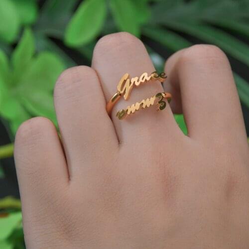 Custom Double Names Rings Personalized Couple NamesWith Butterfly Love Ring For Mom Wife Daughter Anniversary Jewellery Gift