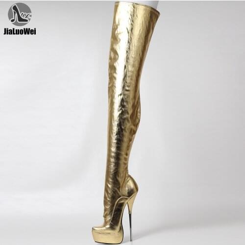 JIALUOWEI Sexy 22cm Ballet High Heel Fetish thigh high boots size 36-44