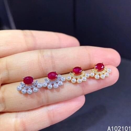 KJJEAXCMY fine jewelry 925 silver natural ruby new girl luxury earrings ear stud support test Chinese style with box