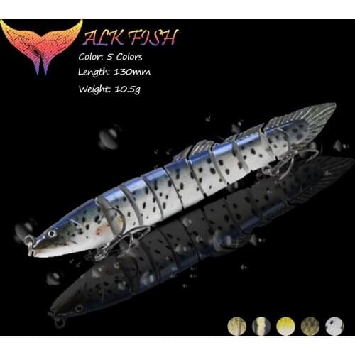 WAIK FISH 1PCS 100mm/130mm Wobblers Fishing Lure 9 Segment Jointed Bait Sinking Fishing Hard Bait Swimbait Crankbait Minnow