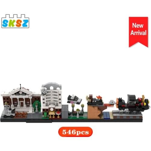 MOC Back To The Future City Model Skyline Architecture Building Blocks Street View Bricks DIY Kid Creative Toy for Children Gift