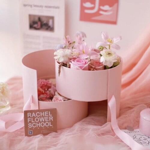 Round Double-Layer Rotating Gift Box Flower Pot Preserved Fresh Flower Wholesale Valentines day box Party Christmas Wedding