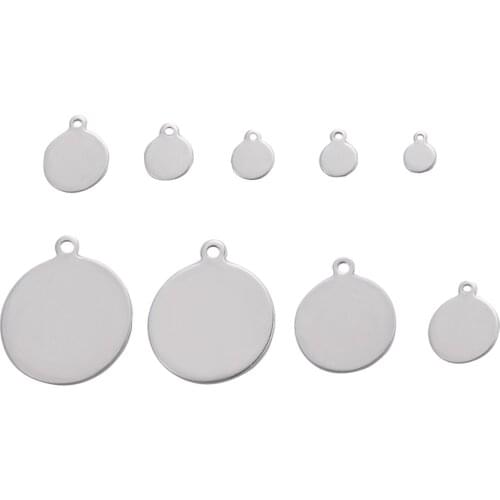 20Pcs 6-30mm Stainless Steel Charms Round Tag Disc Pendants For DIY Jewelry Making Accessories Wholesale
