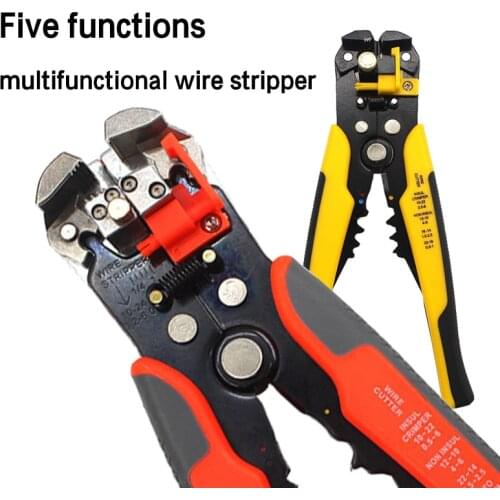 Five Functions Multifunctional Wire Stripper HS-D1 Wire Ferrule Crimp Tool Cable End Ferrules Terminal Tube Multi Hand Tool