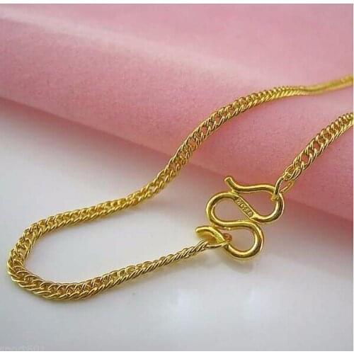 Fashion BEST 999 Solid 24K Yellow gold Necklace/ Perfect Curb chain 18"L 8.5g