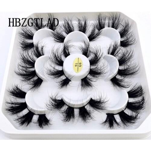 New 5Pairs Handmade 3D mink Lashes Fluffy False Eyelashes Cross Messy Dense Natural Eyelashes Makeup Cotton Stalk Fake Eyelashes