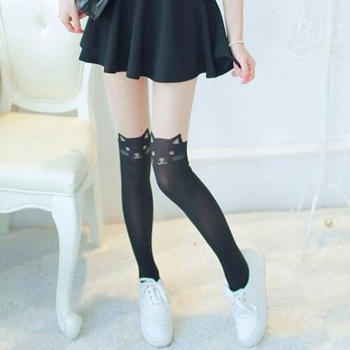Cat sexy oily Thigh High Socks thin translucent knee length socks nylon pantyhose pantyhose middle