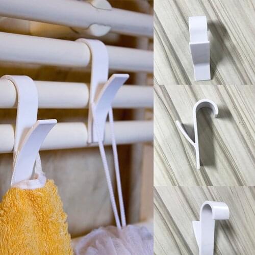 6pcs White Towel Mop Coat Hooks Storage Hanging For Bath Heated Radiator Clothes Hanger Organizer Decoration