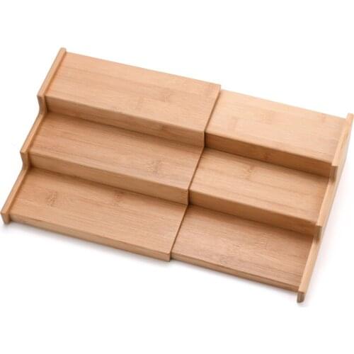 Shelf Shelves Organizer 3-Tier Cabinet Bamboo Kitchen Step Dressing Table Expandable Home Storage Racks