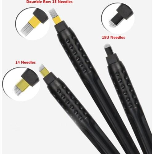 2pcs Disposable Microblading Pen 18U/14/Double Row 15 Pin Needles Permanent makeup Machine Pen Eyebrow Tattoo Pen One-Time Use