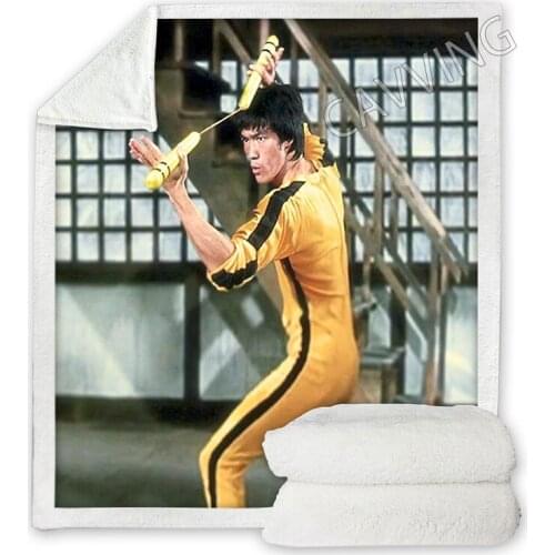 Bruce Lee 3D Printed Sherpa Blanket Rectangle Blanket Home Textiles Fleece Wearable Blanket Throw Blanket for Sofa