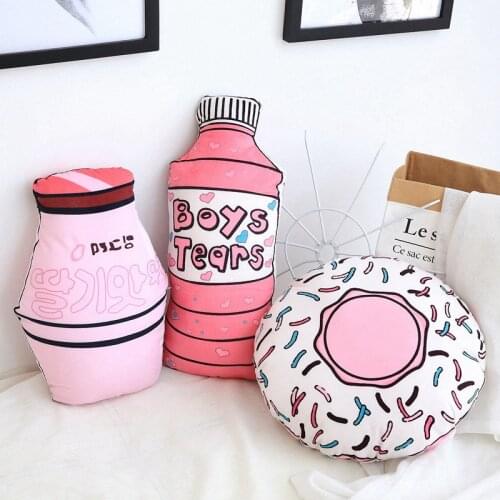 Cute Pink Donut Bottle Shape Plush Toys Pillow Baby Kids Sleep Toys Gift Nordic Style Sofa Room Bed Decoration Photo Props