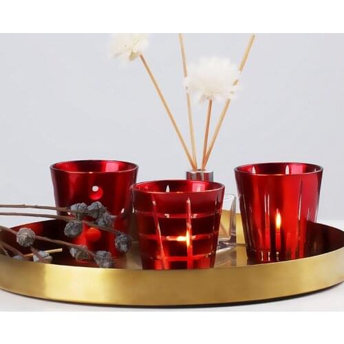 Nordic Christmas Candle Holder Modern Glass Wedding Tealight Candle Holder Red European Photophore Verre Home Decor DE50ZT
