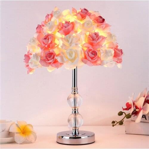 Modern Flower Bedside Crystal Table Lamp Creative LED Table Lamps for Living Room Girl Bedroom Decor Holiday Gift Light Fixtures