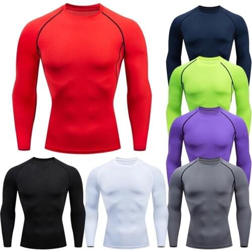 Mannen Strakke Sport Running T-shirt Quick Dry Lange Mouwen Bodybuilding Tops Elastische Mannen Training T-shirt Fitness Mannen
