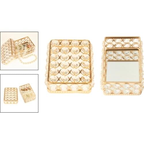Rhinestone Earrings Rings Pearls Storage Box Crystal Organizer Holder Jewelry Boxes with Lid Home Decor