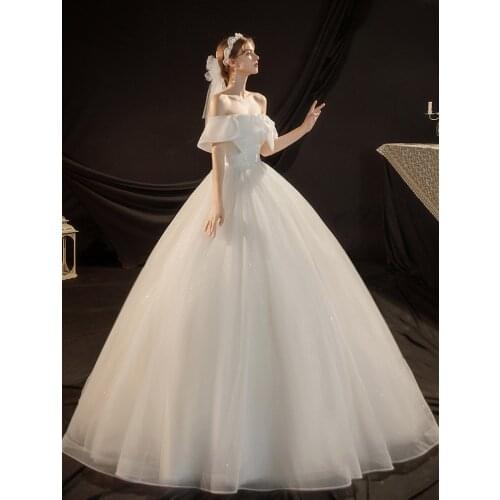 Off The Shoulder Wedding Dress 2021 Ball Gown New Butterfly Bridal Dress Shinny Simple Wedding Dress Plus Size
