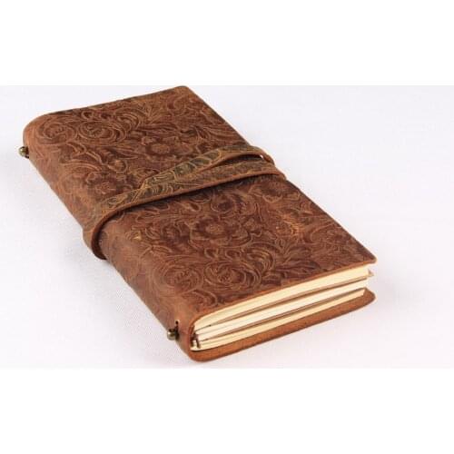 Embossed Pattern Soft Leather Travel Refillable Journal Notebook Planner Diary Business Notepad Handmade Travelers Notebook