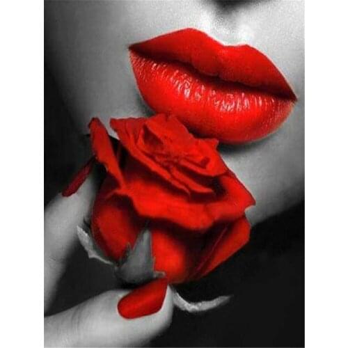 Woman Red And Black Printed Canvas 11CT Cross-Stitch Embroidery Full Kit DMC Threads Painting Needlework Sewing Hobby Design