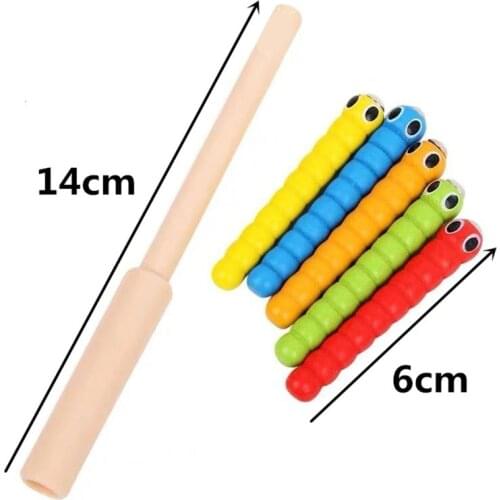 1 Wand + 5 Worms For Catch Worm Game Strawberry Grasping Baby Wooden Toys Accessories