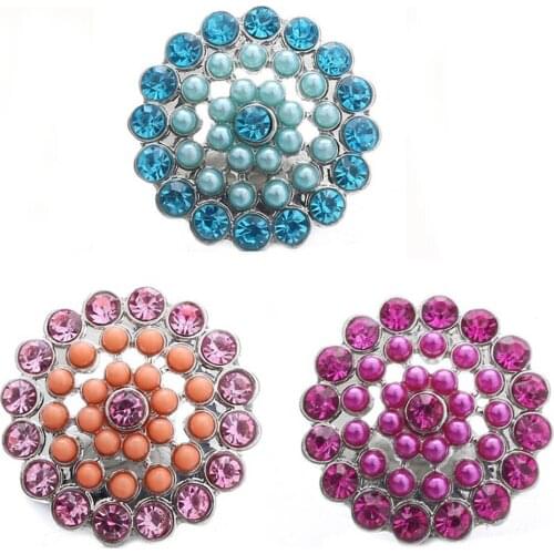 10pcs/lot New Multicolor Rhinestone Snap Jewelry Beads Snap Buttons Fit 18mm Snap Bracelet Necklace for Christmas Gift