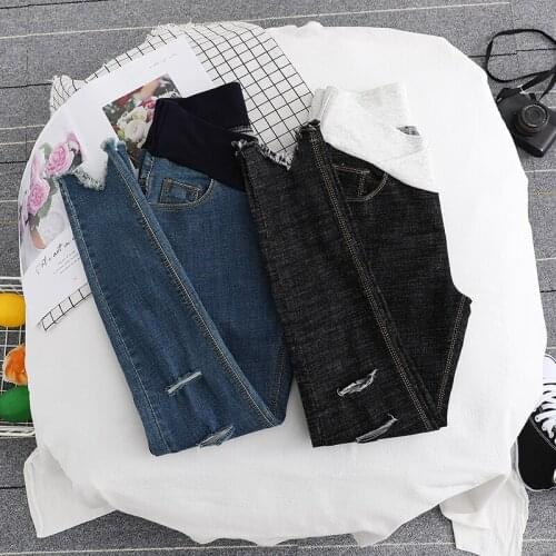 17833# Maternity pants Spring Autumn Low Waist Maternity Jeans Belly Support Pants Elastic Waist Maternity Trousers