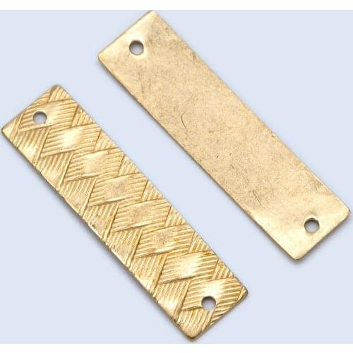20pcs Raw Brass Rectangle Connectors 30x8mm, Solid Brass Square Pendants, Yellow Brass Bar Charms Wholesale (RB-193)