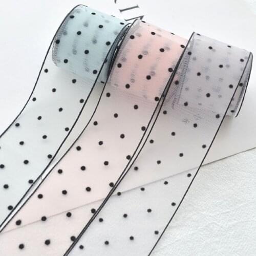20 Yards 25mm/38mm Width Multi Colors Option Dot Printed Organza Lace Ribbon DIY Craft for Packing Bow Garment Sewing Accessory