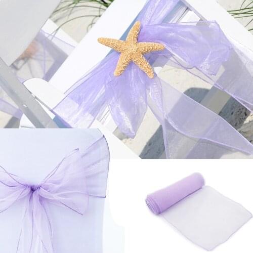 25pcs/lot Organza Chair Cover Sashes Wide Bow Chair Decoration Wedding Party Banquet Decor Supplies 18*275cm
