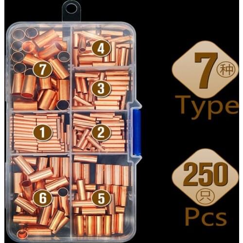250PCS GT Connecting Pipe Wire Connector Crimp Terminal Boxed Capillary Cropper Hole Connecting Pile Fitting Hardwares