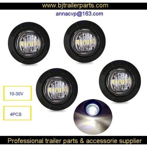 4PCS, 10-30V, LED truck trailer side marker light WHITE lamp clearance side marker lights for truck trailer Pickup SUV RV.etc