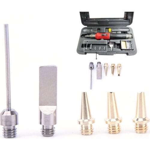 5Pcs/Set Fit for HS-1115K Ignition Butane Soldering Iron tip Self-Ignition Gas Soldering Iron Cordless Welding Torch Kit Tool