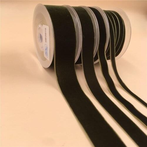 6mm/9mm/15mm Dk Moss Single Face Velvet Ribbon For Handmade Gift Bouquet Wrapping Supplies Home Party Decoration Christmas