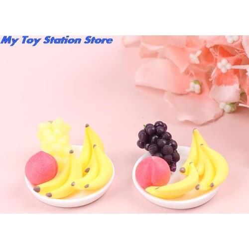 6Pcs/Set Dollhouse Doll House Fruit Grape Vegetable Fruit Tray Miniature Props
