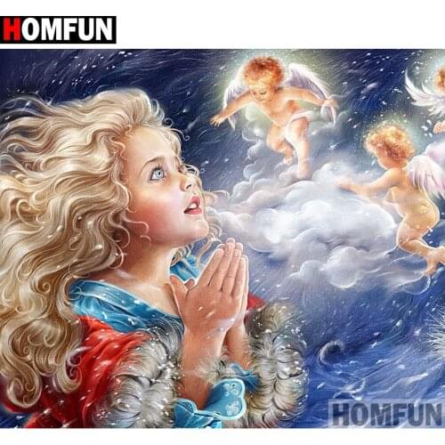 HOMFUN Full Square/Round Drill 5D DIY Diamond Painting "Girl angel" 3D Embroidery Cross Stitch 5D Home Decor A13338