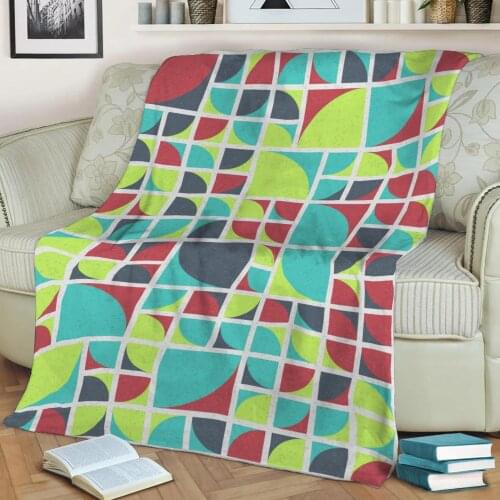 Abstract Geometric Pattern 3D Printed Velvet Plush Throw Fleece Blanket Bedspread Sherpa Blanket Home Decora