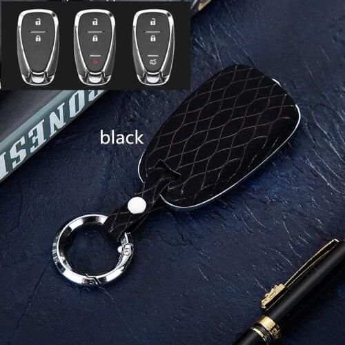 Car Key Cover Leather Galvanized Alloy For Chevrolet Holden Malibu Cruze Trax Camaro Volt Bolt EV Equinox Traverse