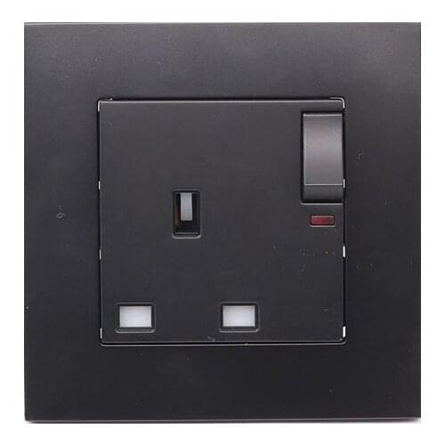 Black/ Gold UK Socket with ON/OFF Switch PC Panel UK Standard Wall Power Socket Wall Outlet 86*86mm