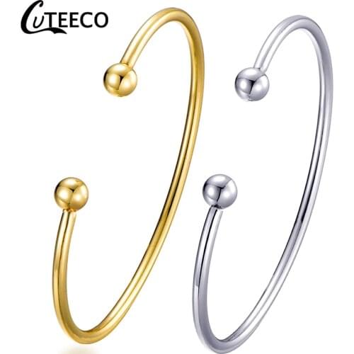 CUTEECO Simple Gold Silver Color Charm Open Bangle European Style Fit Brand Bracelet For Women & Child Fashion Jewelry